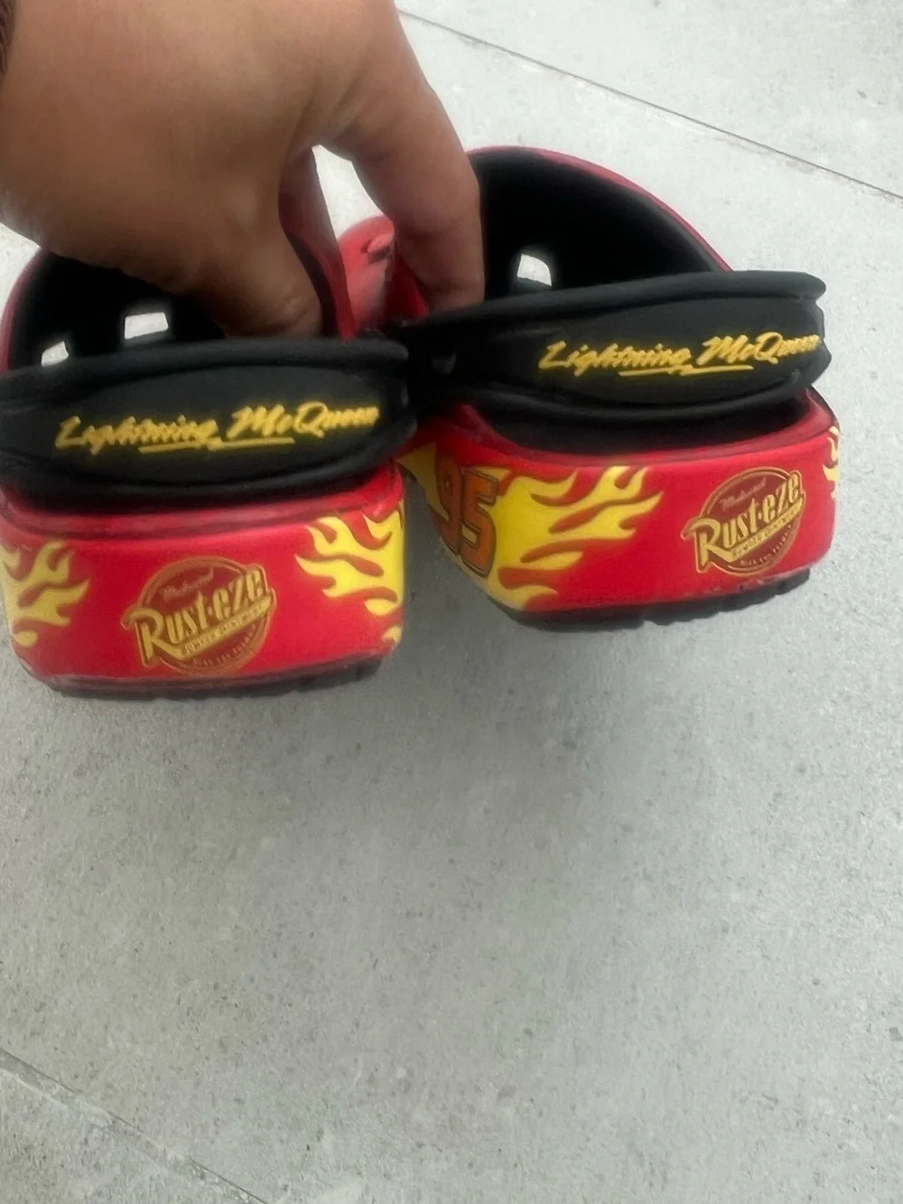 CROCS Red Kids Clogs with Lightning Car Character